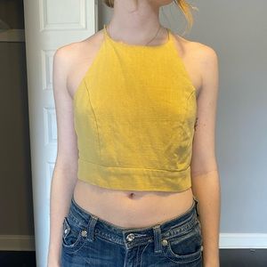 Gold cropped cross-back shirt
